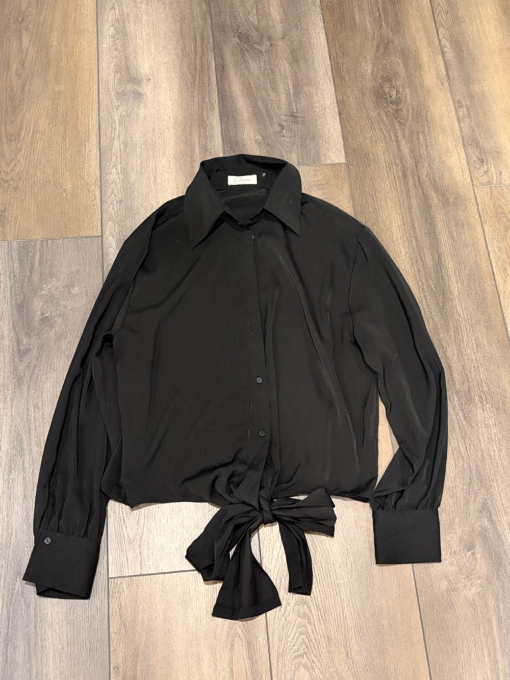 Elan Black Tie-Back Long Sleeve Shirt